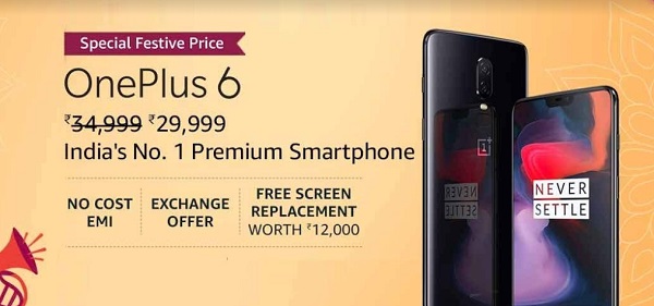 India Desire : OnePlus 6 Amazon Great Indian Sale Price @Rs 29999 + Extra 10% Discount With SBI Cards